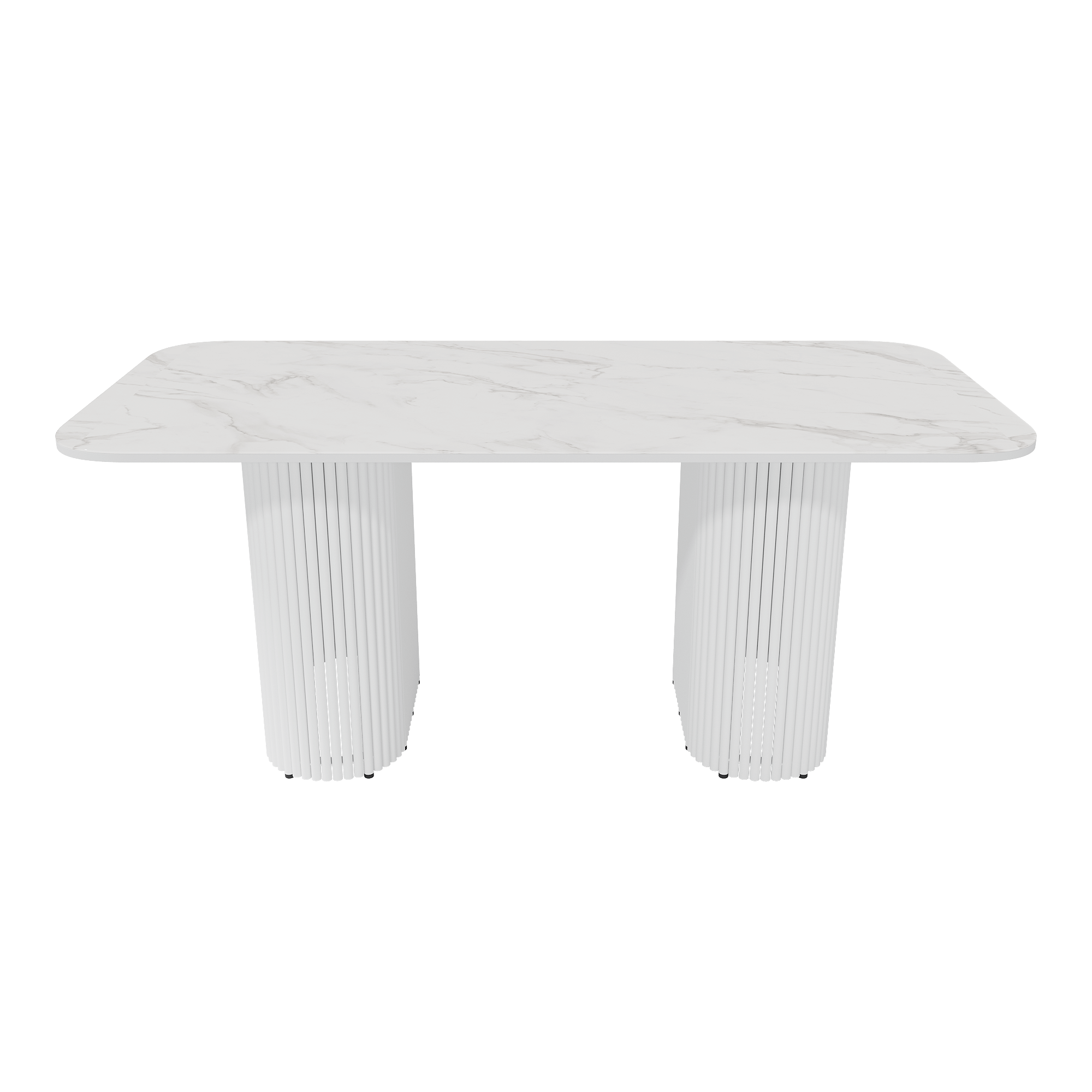 Обеденный стол TRUBIS Wood + Glass белый мрамор/белый, 180 х 90 см r150