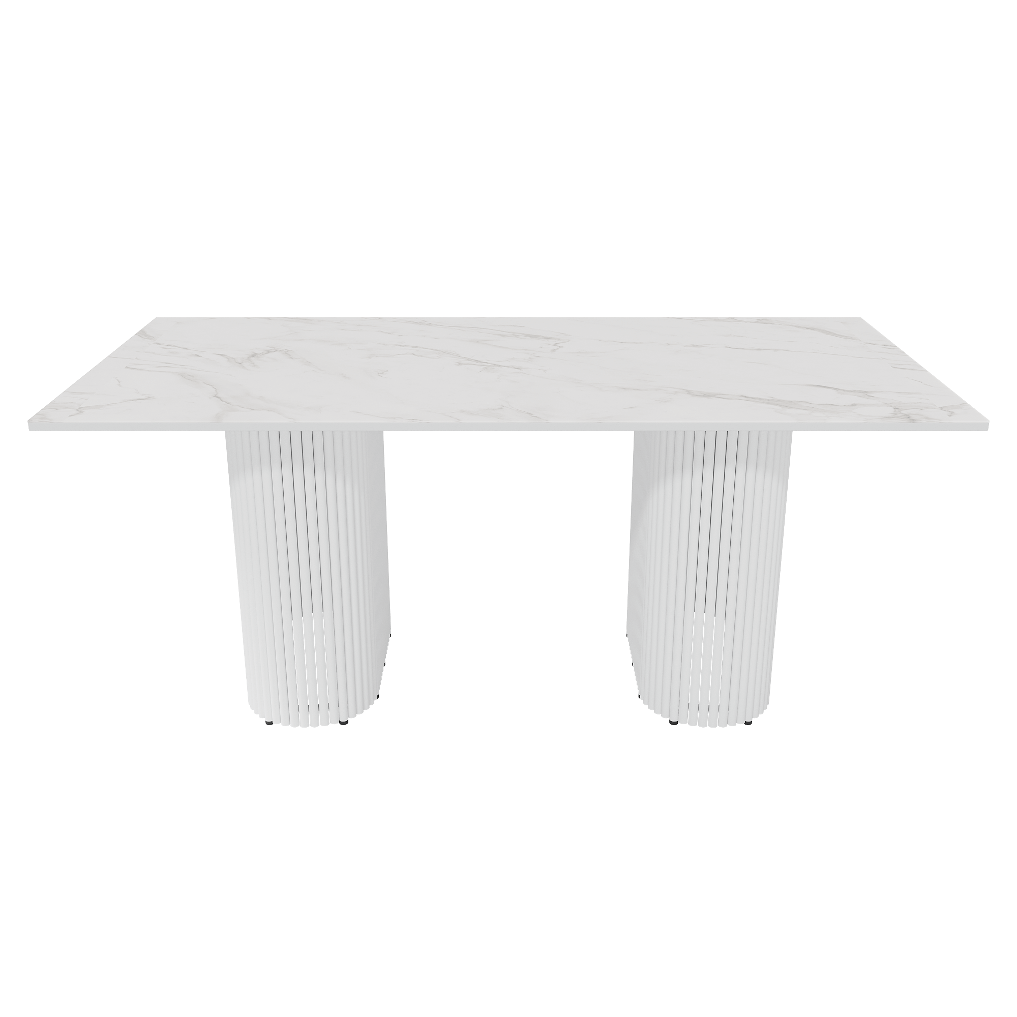 Обеденный стол TRUBIS Wood + Glass белый мрамор/белый, 180 х 90 см