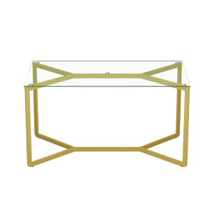 Обеденный стол BEYSO 160 х 80, бесцветное стекло/золотой