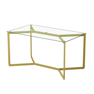 Обеденный стол BEYSO 160 х 80, бесцветное стекло/золотой