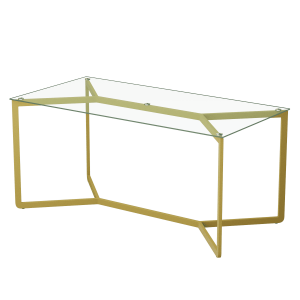 Обеденный стол BEYSO 180 х 80, бесцветное стекло/золотой