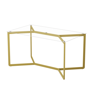 Обеденный стол BEYSO 160 х 80, осветленное стекло/золотой