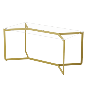 Обеденный стол BEYSO 180 х 80, осветленное стекло/золотой