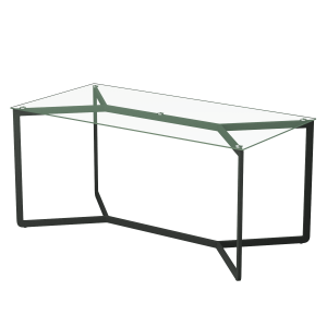 Обеденный стол BEYSO 180 х 80, бесцветное стекло/черный