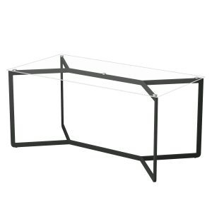 Обеденный стол BEYSO 180 х 80, осветленное стекло/черный