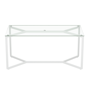 Обеденный стол BEYSO 180 х 80, бесцветное стекло/белый