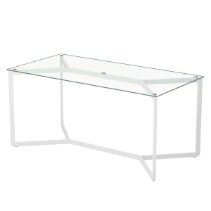 Обеденный стол BEYSO 180 х 80, бесцветное стекло/белый