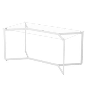 Обеденный стол BEYSO 180 х 80, осветленное стекло/белый