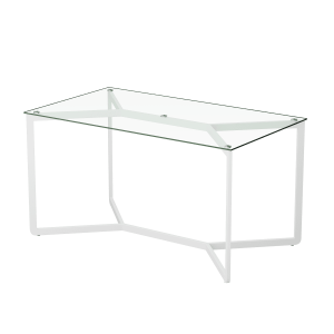 Обеденный стол BEYSO 160 х 80, бесцветное стекло/белый