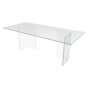 Обеденный стол BAAKIS 200 х 90 см, бесцветное стекло