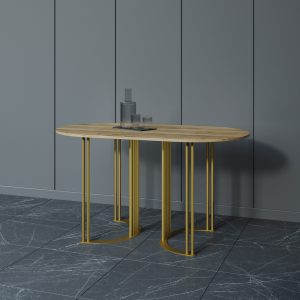 Обеденный стол VIOLUR 140 х 80 см, орех/золотой