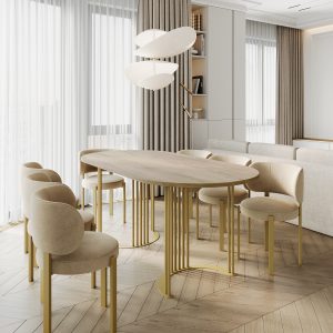 Обеденный стол VIOLUR 200 х 90 см, орех/золотой