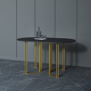 Обеденный стол VIOLUR 140 х 80 см, черный/золотой