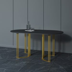 Обеденный стол VIOLUR 160 х 80 см, черный/золотой