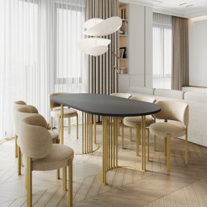 Обеденный стол VIOLUR 200 х 90 см, черный/золотой