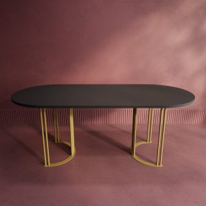 Обеденный стол VIOLUR 200 х 90 см, черный/золотой