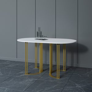 Обеденный стол VIOLUR 140 х 80 см, белый/золотой