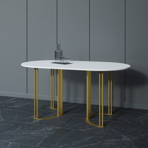 Обеденный стол VIOLUR 160 х 80 см, белый/золотой