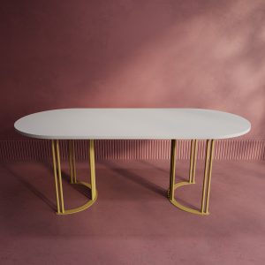 Обеденный стол VIOLUR 200 х 90 см, белый/золотой