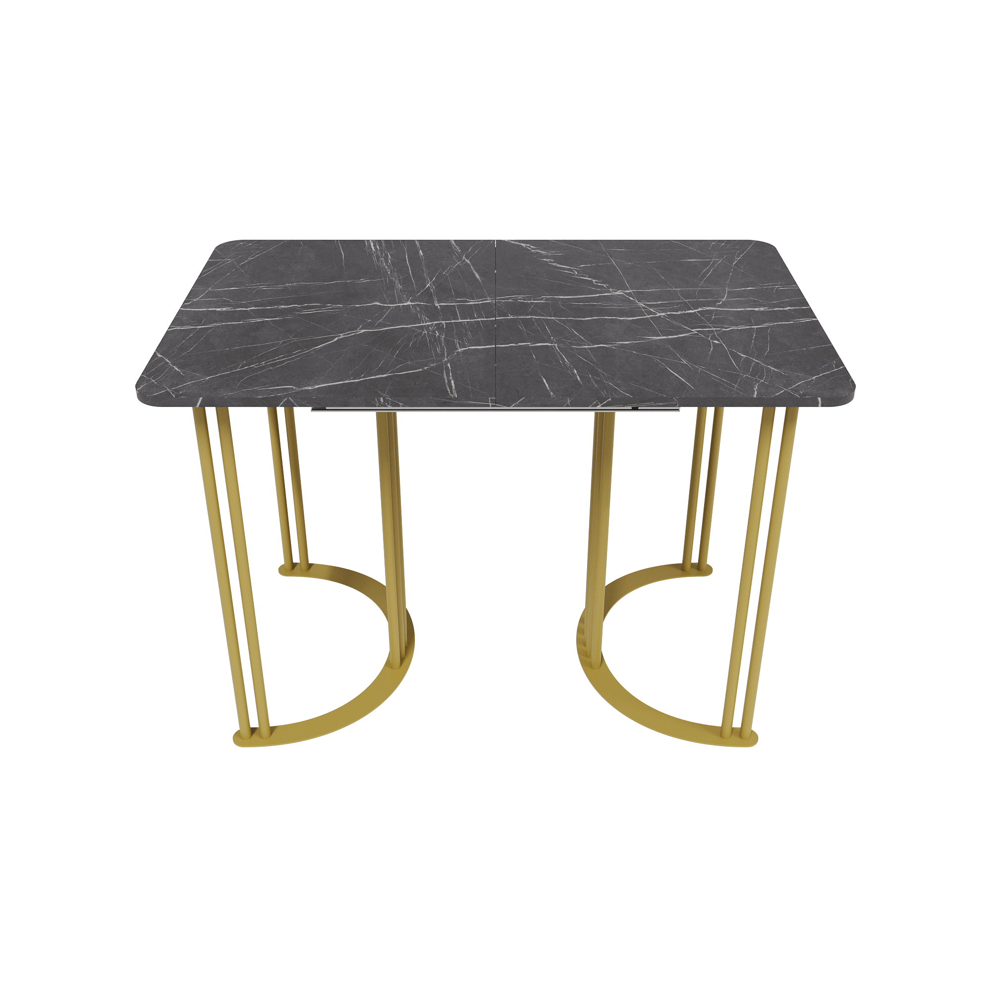 Обеденный раздвижной стол VIOLUR 110/140 х 70 см, темный мрамор/золотой