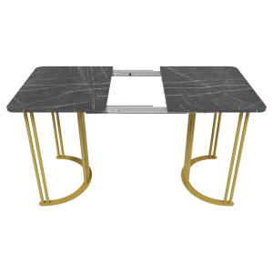 Обеденный раздвижной стол VIOLUR 110/140 х 70 см, темный мрамор/золотой