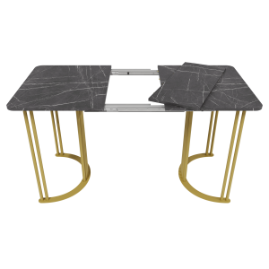 Обеденный раздвижной стол VIOLUR 110/140 х 70 см, темный мрамор/золотой