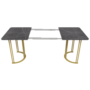 Обеденный раздвижной стол VIOLUR 120/190 х 80 см, темный мрамор/золотой