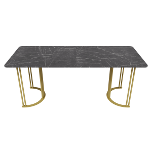 Обеденный раздвижной стол VIOLUR 120/190 х 80 см, темный мрамор/золотой