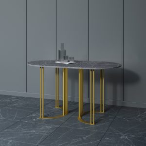Обеденный стол VIOLUR 140 х 80 см, темный мрамор/золотой