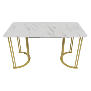 Обеденный раздвижной стол VIOLUR 110/140 х 70 см, белый мрамор/золотой