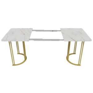 Обеденный раздвижной стол VIOLUR 120/190 х 80 см, белый мрамор/золотой