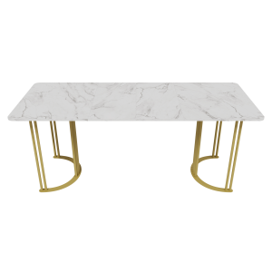 Обеденный раздвижной стол VIOLUR 120/190 х 80 см, белый мрамор/золотой