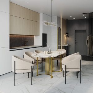 Обеденный стол VIOLUR 140 х 80 см, белый мрамор/золотой