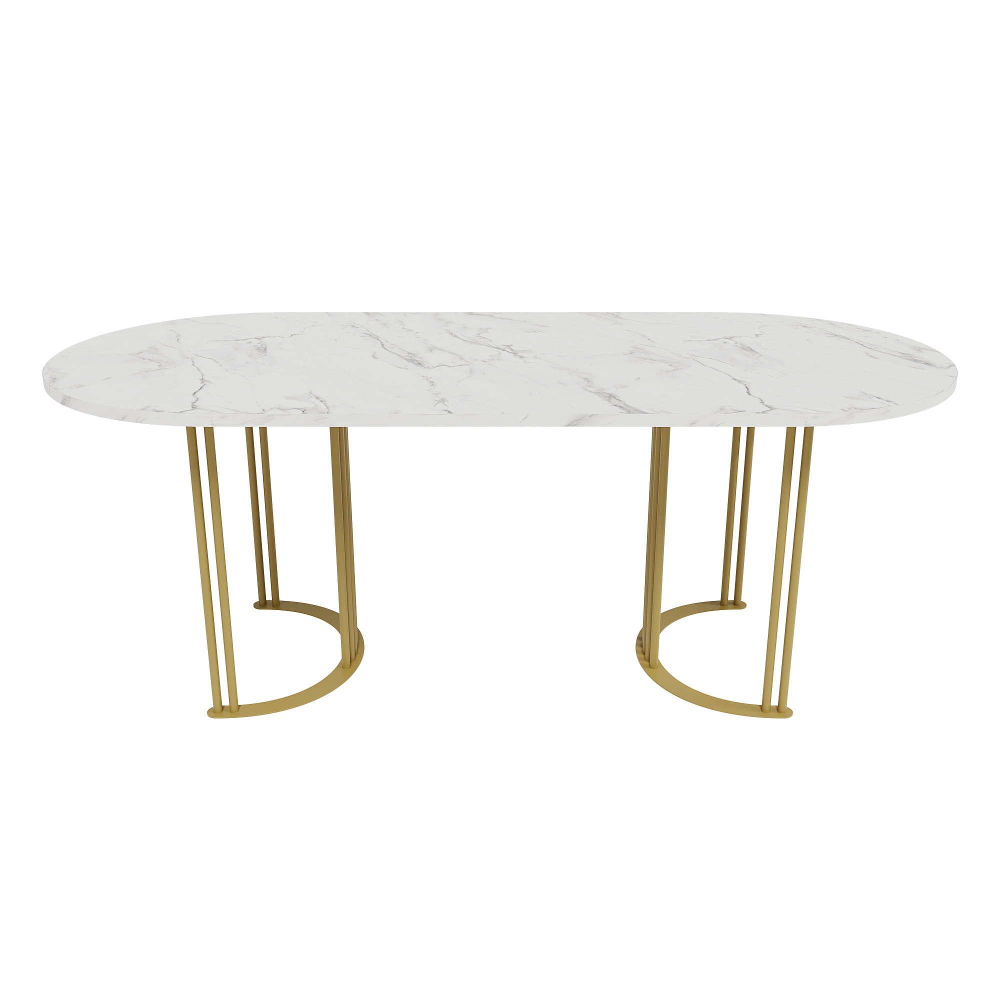 Обеденный стол VIOLUR 200 х 90 см, белый мрамор/золотой