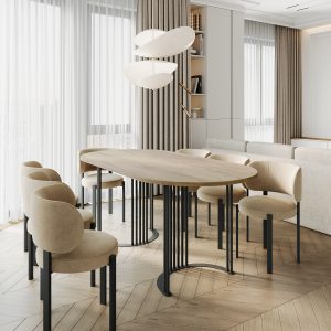 Обеденный стол VIOLUR 200 х 90 см, орех/черный