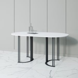 Обеденный стол VIOLUR 160 х 80 см, белый/черный