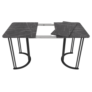 Обеденный раздвижной стол VIOLUR 110/140 х 70 см, темный мрамор/черный