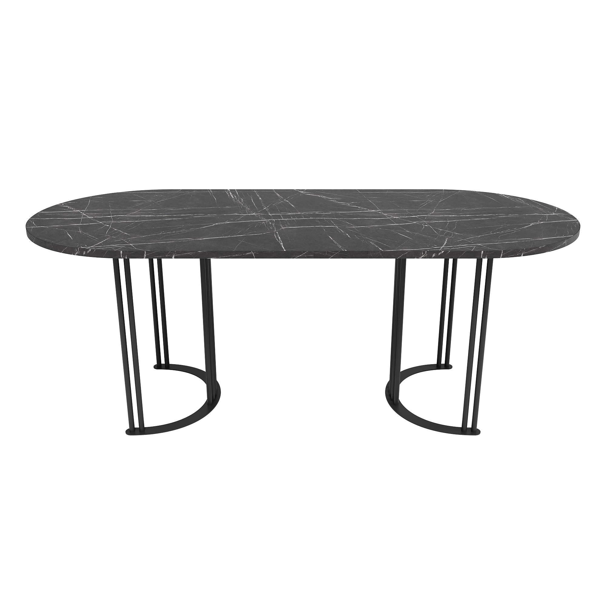 Обеденный стол VIOLUR 200 х 90 см, темный мрамор/черный