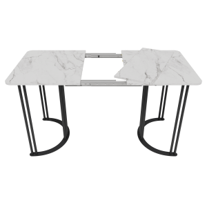 Обеденный раздвижной стол VIOLUR 110/140 х 70 см, белый мрамор/черный
