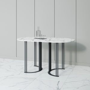 Обеденный стол VIOLUR 140 х 80 см, белый мрамор/черный