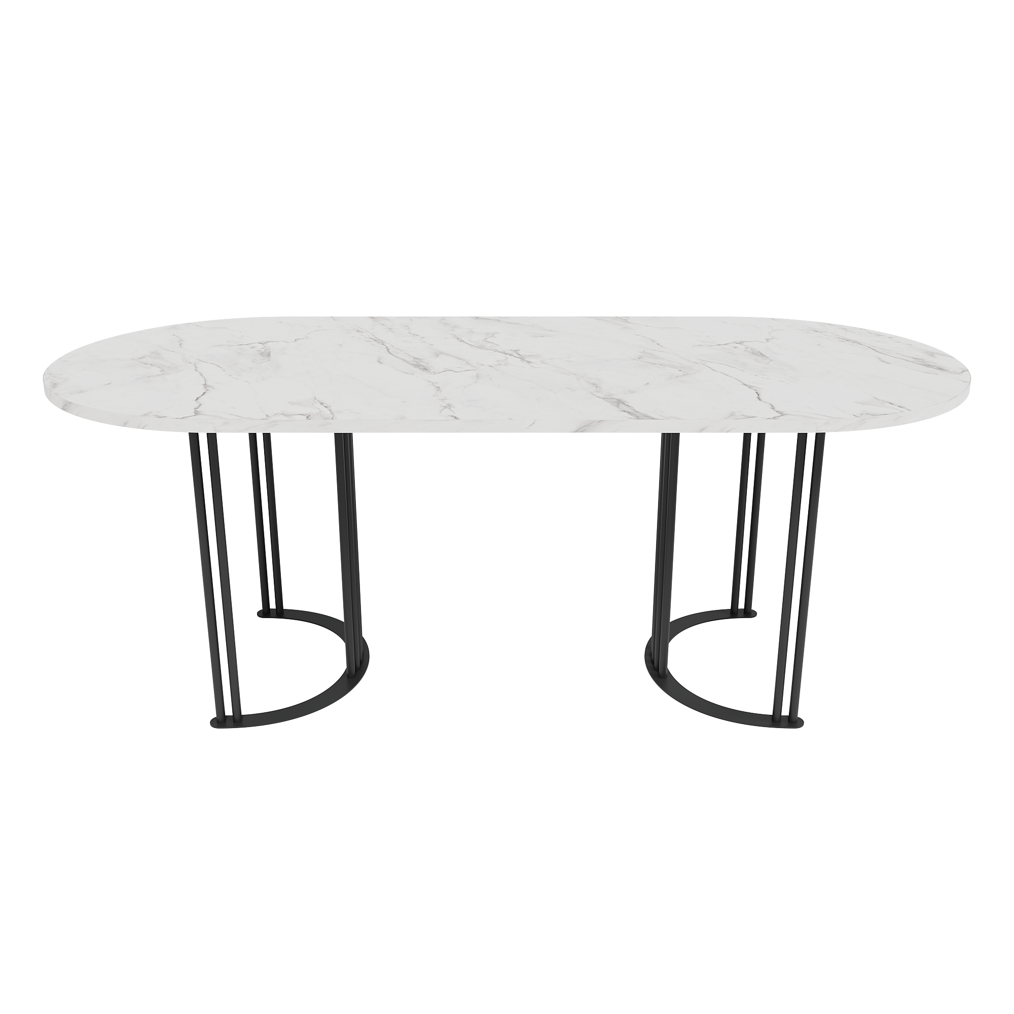 Обеденный стол VIOLUR 200 х 90 см, белый мрамор/черный