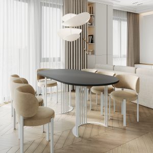 Обеденный стол VIOLUR 200 х 90 см, черный/белый