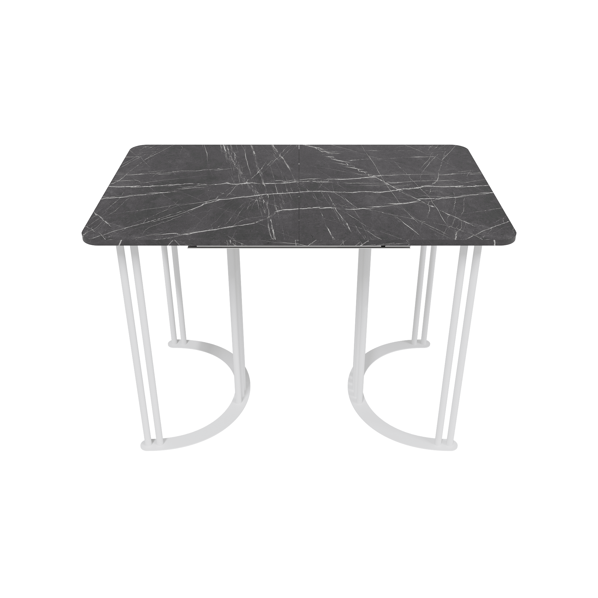 Обеденный раздвижной стол VIOLUR 110/140 х 70 см, темный мрамор/белый