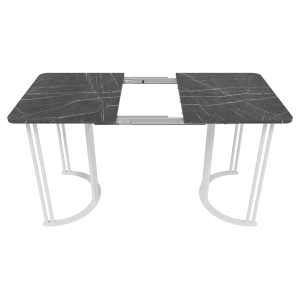 Обеденный раздвижной стол VIOLUR 110/140 х 70 см, темный мрамор/белый