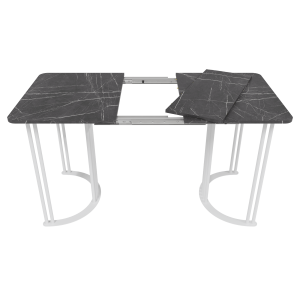 Обеденный раздвижной стол VIOLUR 110/140 х 70 см, темный мрамор/белый
