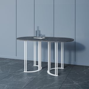 Обеденный стол VIOLUR 140 х 80 см, темный мрамор/белый