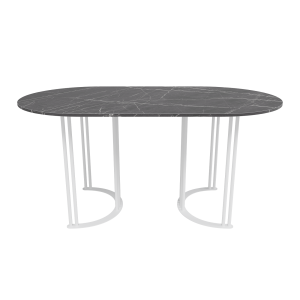 Обеденный стол VIOLUR 160 х 80 см, темный мрамор/белый