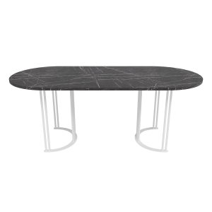 Обеденный стол VIOLUR 200 х 90 см, темный мрамор/белый