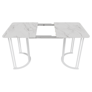 Обеденный раздвижной стол VIOLUR 110/140 х 70 см, белый мрамор/белый