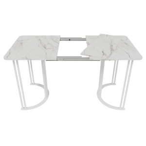 Обеденный раздвижной стол VIOLUR 110/140 х 70 см, белый мрамор/белый
